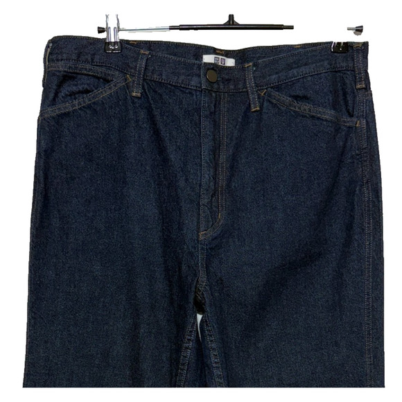 Uniqlo Jeans Mens Blue Tag Size 32 Measures 34x29 Straight Leg Dark Wash - Picture 5 of 9